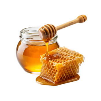 honey and honeycomb on transparent background png